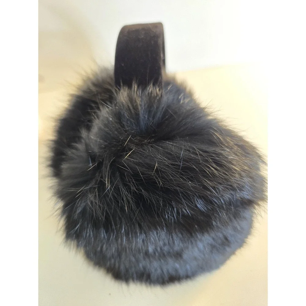 Real Rabbit Fur Earmuffs with Velvet Band Winter Ear Warmers Foldable